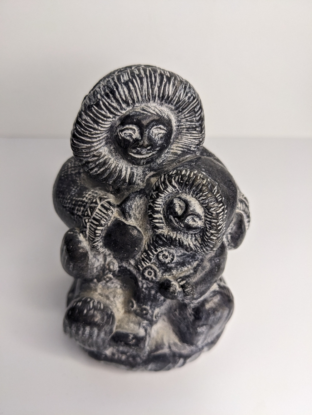 Vintage Wolf Original Inuit Mother And Child Handmade In Canada Soapstone Figure